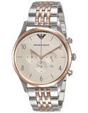 Emporio Armani Beta Chronograph Grey Dial Two Tone Steel Strap Watch For Men - AR1864 Authentic Buy Shop Now