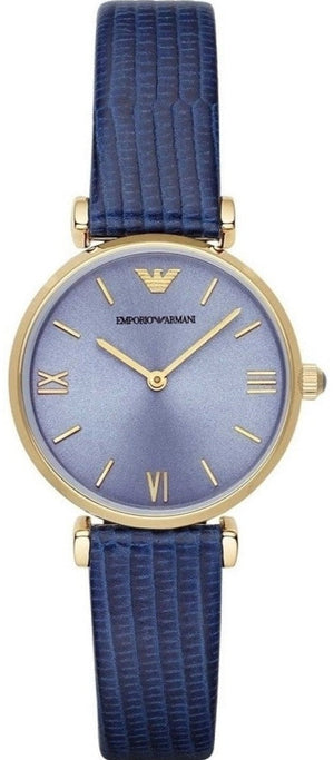 Emporio Armani Gianni T Bar Blue Dial Blue Leather Strap Watch For Women - AR1875 Authentic Buy Shop Now