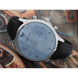 Emporio Armani Chronograph Blue Dial Blue Leather Strap Watch For Men - AR1889 Authentic Buy Shop Now