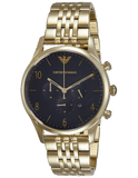 Emporio Armani Classic Chronograph Black Dial Gold Steel Strap Watch For Men - AR1893 Authentic Buy Shop Now