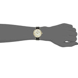 Emporio Armani Gianni T-Bar Quartz Mother of Pearl Dial Black Leather Strap Watch For Women - AR1910 Authentic Buy Shop Now