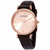 Emporio Armani Classic Quartz Pink Dial Brown Leather Strap Watch For Women - AR1911 Authentic Buy Shop Now