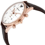 Emporio Armani Beta Chronograph White Dial Brown Leather Strap Watch For Men - AR1916 Authentic Buy Shop Now