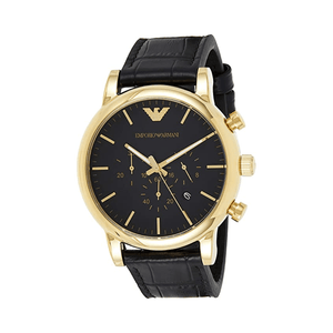 Emporio Armani Luigi Chronograph Black Dial Black Leather Watch For Men - AR1917 Authentic Buy Shop Now