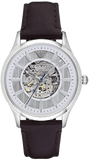 Emporio Armani Meccanico White Dial Brown Leather Strap Watch For Men - AR1946 Authentic Buy Shop Now