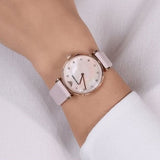 Emporio Armani Gianni T Bar Mother Of Pearl Pink Dial Pink Leather Strap Watch For Women - AR1958 Authentic Buy Shop Now