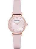 Emporio Armani Gianni T Bar Mother Of Pearl Pink Dial Pink Leather Strap Watch For Women - AR1958 Authentic Buy Shop Now