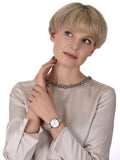 Emporio Armani Gianni T Bar Quartz Mother of Pearl Dial White Leather Strap Watch For Women - AR1965 Authentic Buy Shop Now