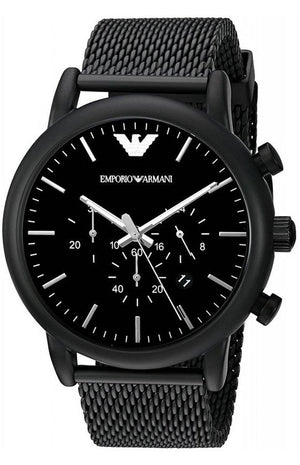 Emporio Armani Sport Chronograph Black Dial Black Mesh Bracelet Watch For Men - AR1968 Authentic Buy Shop Now