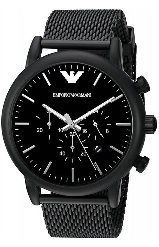 Emporio Armani Sport Chronograph Black Dial Black Mesh Bracelet Watch For Men - AR1968 Authentic Buy Shop Now