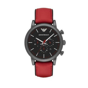 Emporio Armani Luigi Chronograph Black Dial Red Leather Strap Watch For Men - AR1971 Authentic Buy Shop Now