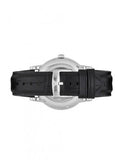 Emporio Armani Meccanico Silver Skeleton Dial Black Leather Watch For Men - AR1997 Authentic Buy Shop Now