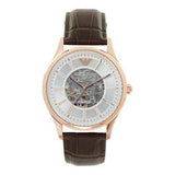 Emporio Armani Epoca White Skeletal Dial Black Leather Strap Watch For Men - AR2073 Authentic Buy Shop Now