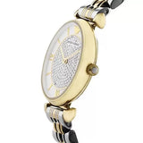 Emporio Armani Gianni T Bar Analog White Dial Two Tone Steel Strap Watch For Women - AR2076 Authentic Buy Shop Now