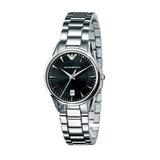 Emporio Armani Classic Quartz Black Dial Silver Steel Strap Watch For Women - AR2441 Authentic Buy Shop Now
