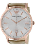 Emporio Armani Classic Quartz Silver Dial Beige Leather Strap Watch For Men - AR2464 Authentic Buy Shop Now