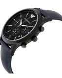 Emporio Armani Renato Chronograph Quartz Blue Dial Blue Leather Strap Watch For Men - AR2481 Authentic Buy Shop Now