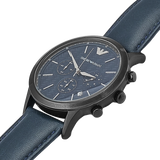 Emporio Armani Renato Chronograph Quartz Blue Dial Blue Leather Strap Watch For Men - AR2481 Authentic Buy Shop Now