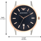 Emporio Armani Renato Analog Blue Dial Black Leather Strap Watch For Men - AR2506 Authentic Buy Shop Now