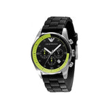 Emporio Armani Chronograph Black Dial Black Rubber Strap Watch For Men - AR5865 Authentic Buy Shop Now