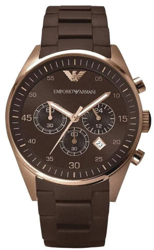 Emporio Armani Sportivo Chronograph Brown Dial Brown Silicone Strap Watch For Men - AR5891 Authentic Buy Shop Now