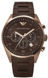 Emporio Armani Sportivo Chronograph Brown Dial Brown Silicone Strap Watch For Men - AR5891 Authentic Buy Shop Now
