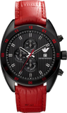 Emporio Armani Sportivo Chronograph Black Dial Red Leather Strap Watch For Men - AR5918 Authentic Buy Shop Now