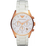 Emporio Armani Sportivo Silver Dial White Silicone Strap Watch For Women - AR5920 Authentic Buy Shop Now