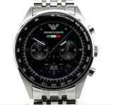 Emporio Armani Team Italia Chronograph Black Dial Silver Steel Strap Watch For Men - AR5983 Authentic Buy Shop Now