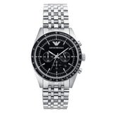 Emporio Armani Tazio Chronograph Black Dial Silver Steel Strap Watch For Men - AR5988 Authentic Buy Shop Now