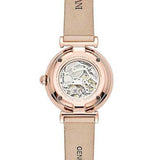 Emporio Armani Meccanico Silver Skeleton Dial Beige Leather Strap Watch For Women - AR60001 Authentic Buy Shop Now
