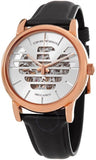 Emporio Armani Meccanico Skeleton Silver Dial Black Leather Strap Watch For Men - AR60031 Authentic Buy Shop Now