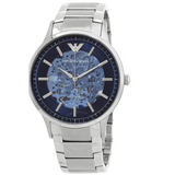 Emporio Armani Renato Automatic Blue Dial Silver Steel Strap Watch For Men - AR60037 Authentic Buy Shop Now