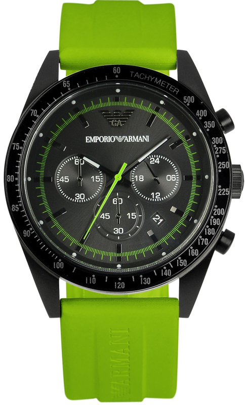 Emporio Armani Sports Analog Black Dial Green Rubber Strap Watch For Men - AR6115 Authentic Buy Shop Now