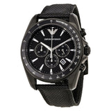 Emporio Armani Sigma Chronograph Black Dial Black Leather Strap Watch For Men - AR6131 Authentic Buy Shop Now