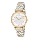 Emporio Armani Gianni T Bar White Dial Two Tone Steel Strap Watch For Women - AR8031 Authentic Buy Shop Now