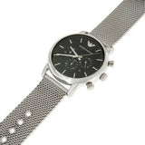 Emporio Armani Luigi Black Dial Silver Mesh Bracelet Watch For Men - AR8032 Authentic Buy Shop Now