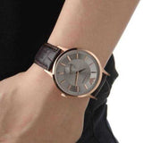 Emporio Armani Classic Analog Silver Dial Brown Leather Strap Watch For Men - AR9101 Authentic Buy Shop Now