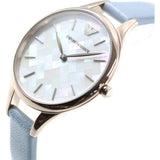 Emporio Armani Aurora Quartz Mother of Pearl White Dial Blue Leather Strap Watch For Women - AR11109 Authentic Buy Shop Now