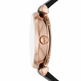 Emporio Armani Gianni T Bar Mother of Pearl White Dial Black Leather Strap Watch For Women - AR60047 Authentic Buy Shop Now