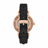 Emporio Armani Gianni T Bar Mother of Pearl White Dial Black Leather Strap Watch For Women - AR60047 Authentic Buy Shop Now