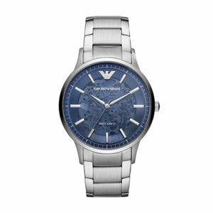 Emporio Armani Renato Automatic Blue Dial Silver Steel Strap Watch For Men - AR60037 Authentic Buy Shop Now