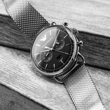 Emporio Armani Chronograph Black Dial Silver Mesh Bracelet Watch For Men - AR11104 Authentic Buy Shop Now