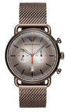 Emporio Armani Aviator Chronograph Grey Dial Brown Mesh Bracelet Watch For Men - AR11169 Authentic Buy Shop Now