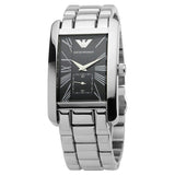 Emporio Armani Classic Black Dial Silver Stainless Steel Strap Watch For Men - AR0156 Authentic Buy Shop Now