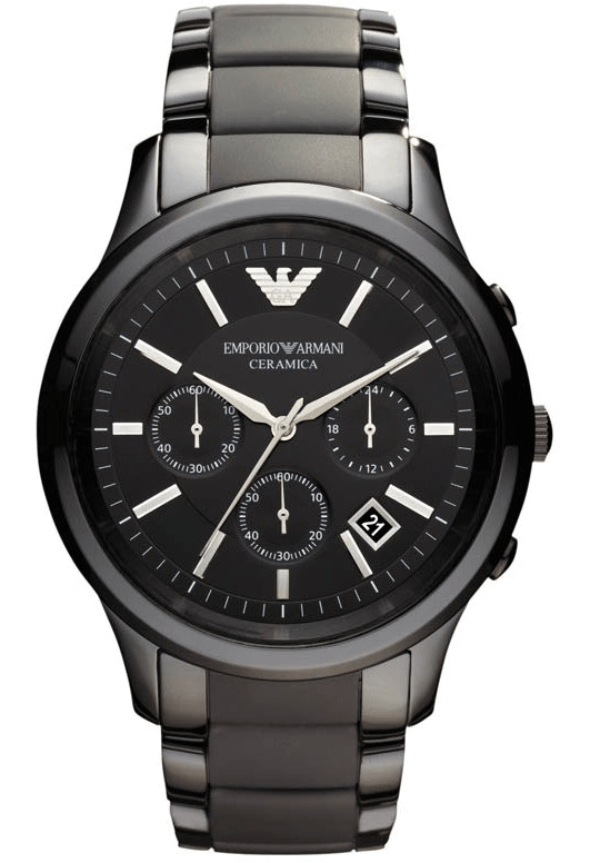 Emporio Armani Ceramica Chronograph Black Dial Black Strap Watch For Men - AR1452 Authentic Buy Shop Now