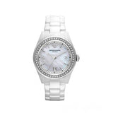 Emporio Armani Ceramica White Mother of Pearl Dial Stainless Steel Strap Watch For Women - AR1426 Authentic Buy Shop Now