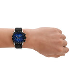 Emporio Armani Mario Chronograph Blue Dial Black Leather Strap Watch For Men - AR11522 Authentic Buy Shop Now