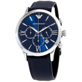 Emporio Armani Giovanni T Bar Chronograph Quartz Blue Dial Blue Leather Strap Watch For Men - AR11226 Authentic Buy Shop Now