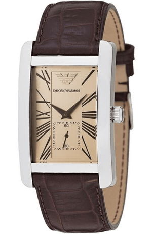 Emporio Armani Classic Beige Dial Brown Leather Strap Watch For Women - AR0155 Authentic Buy Shop Now